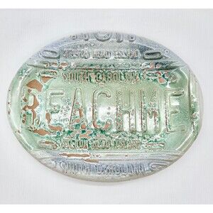 Handmade BEACH ME" license plate Hilton Head Island SC embossed Platter
